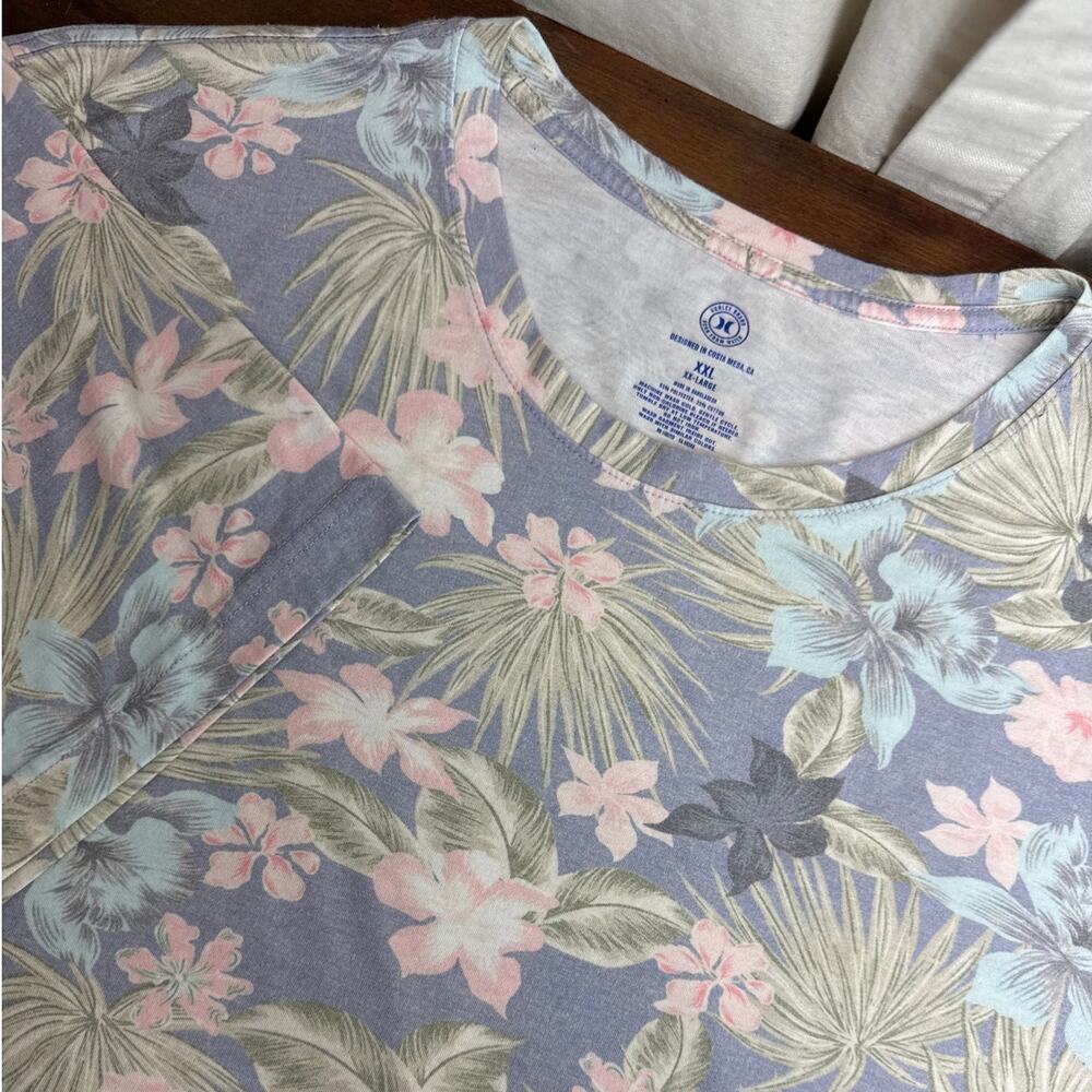 Hurley Floral Summer Hawaiian Short Sleeve All Over Print T-Shirt Men's Size XXL